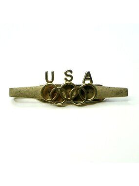 Vintage Dante USA Olympic Tie Clip Gold Tone Sports Memorabilia